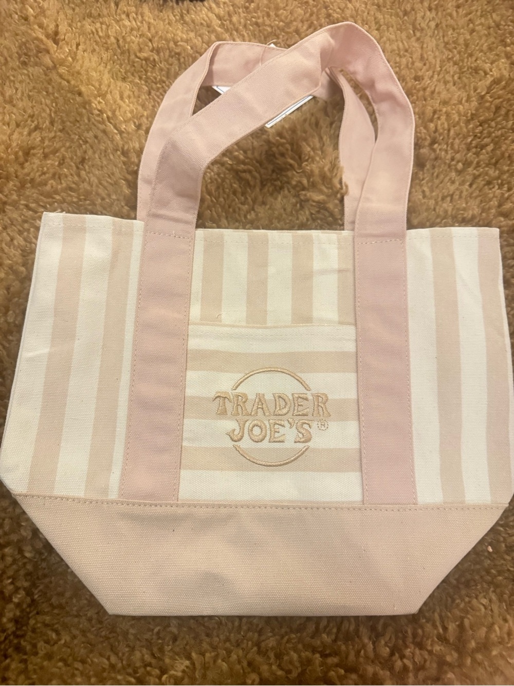 Trader Joe’s taupe Striped Canvas Tote Bag